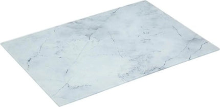 Snijplank rechthoek wit met marmer print 40 x 30 cm van glas - 2x - Serveerplank - Broodplank