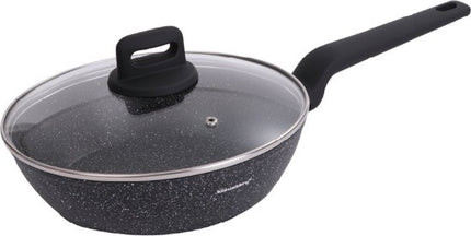Klausberg marmeren koekenpan 24 cm zwart met glazen deksel