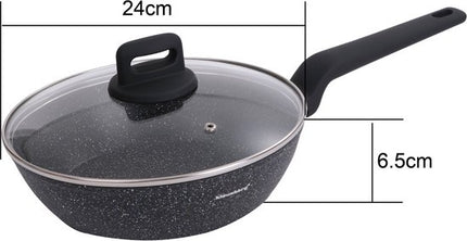 Klausberg marmeren koekenpan 24 cm zwart met glazen deksel
