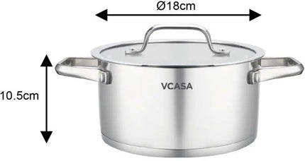 Roestvrijstalen kookpan 18 cm, 2,6 liter, met glazen afgietdeksel