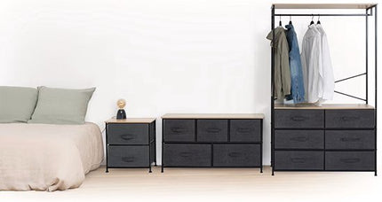5FIVE Opbergkast Pisa - 5 mandjes - grijs - 45 x 30 x 114 cm - metaal/hout/stof - opbergen