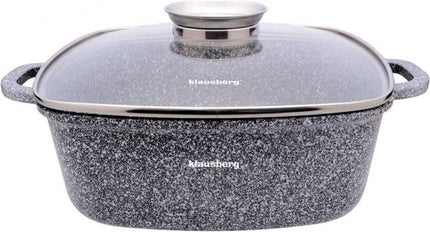 Klausberg braadpan 26 cm met marmerlook coating en glazen deksel, 5,5 liter