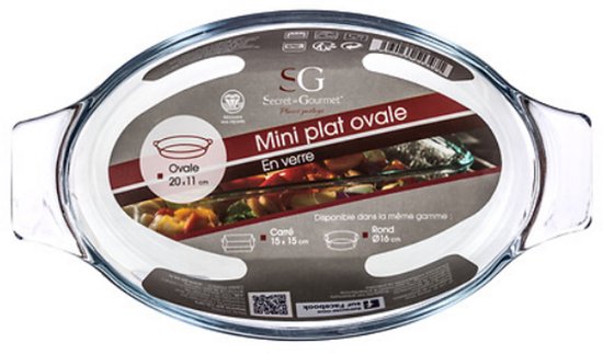 Mini Ovaal Glazen Schaaltje 20 x 11 cm - Met Geïntegreerde Handvatten - Oven- en Saladeschaal - Glas - Glazen schaal - Klein