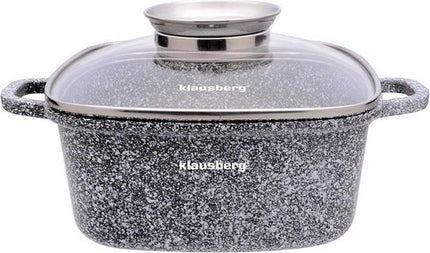 Klausberg braadpan 26 cm met marmerlook coating en glazen deksel, 5,5 liter