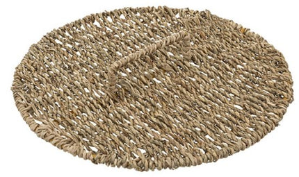 2-Delige - Reed Opbergmandenset - Afvalbak - Gevlochten Rieten Opbergmand met Deksel - Decoratieve Opbergbox - Boho Woonaccessoires - 9 Liters - 26 x 26 x 30 cm - Bruin