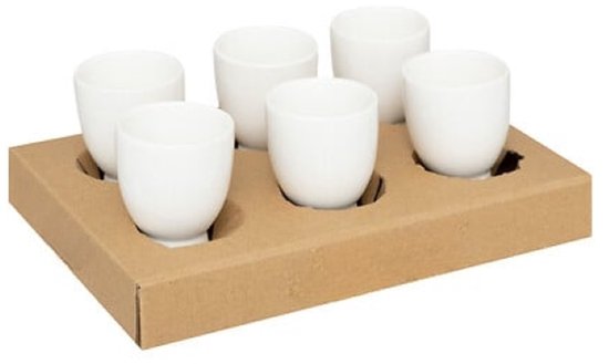 Nora Eierdopjes - Set van 6 - Keramische Eierdopjes - Moderne Eierhouders - Steengoed Eierdop Servies - Vaatwasserbestendig - Minimalistisch Tafelservies - Ø4.7 x 7 cm - Wit