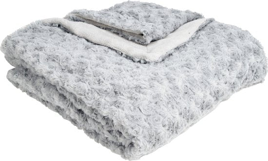 Atmosphera Sprei/deken/plaid - zilvergrijs - polyester - 120 x 160 cm - geknoopt motief