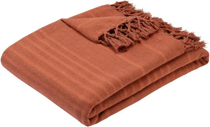 Atmosphera Plaid - terracotta - 230 x 250 cm - katoen - met franjes - bedsprei - kleed - dekentje