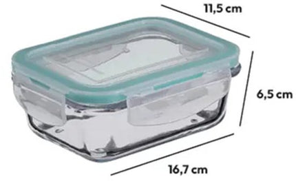 5Five Vershoudbakje met deksel - 3x - glas - luchtdicht - met clips - 17 x 11 x 6 - 540 ml