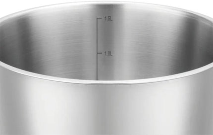 Vcasa kookpan 16 cm met glazen afgietdeksel, 1,6 liter, rvs