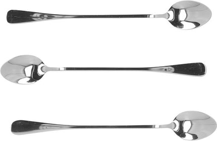 Homla - Stilo Latte Lepels Set - 3 Stuks - Lange Dessertlepels - Cocktaillepels - Koffielepels voor Latte Macchiato - IJslepels - RVS - Zilver