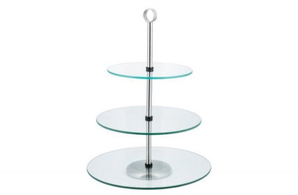 Kinghoff taartplateau - 3 etalages - Glas - Met grijpring