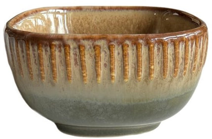 Vierkant dipschaaltje Ombres van keramiek, 10 x 10 cm, 250 ml, groen/bruin