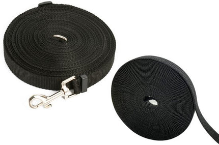 Lange trainingsriem met sluiting, zwarte band, 5 m