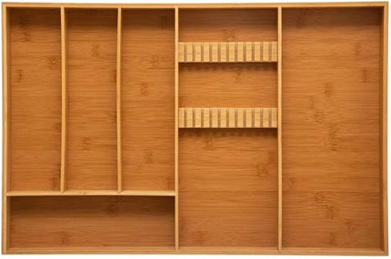 Set van 2x stuks 5five bestekbak/keuken organizer 6-vaks - bamboe - 38 x 58 cm - besteklade