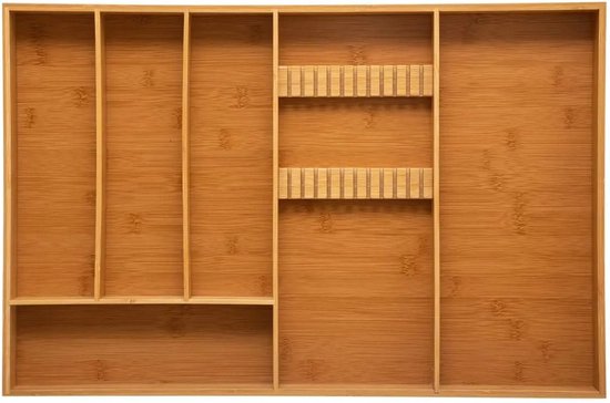 Set van 2x stuks 5five bestekbak/keuken organizer 6-vaks - bamboe - 38 x 58 cm - besteklade
