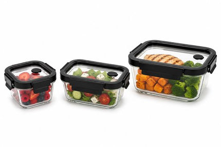 Vershoudbakjes Glas Set van 6 - Meal Prep Bakjes - Glazen Lunchbox met Deksel - 0.32L, 0.37L & 0.5L