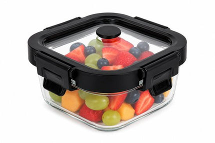 Vershoudbakje Glas 320ml - Meal Prep Bakje - Glazen Lunchbox met Deksel - Vierkant