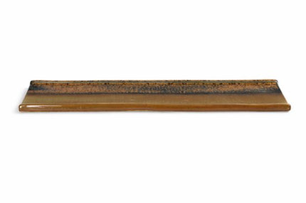 MPLCo - Ondes Serveerschaal - Lange Rechthoekige Schaal met Opstaande Rand - Sushi & Tapas Serveerschaal - Groot Bord Keramiek - Vaatwasser & Magnetron Bestendig - ca. 39 x 12 cm - Aardetinten