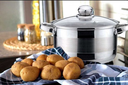 Kinghoff 4331 kookpan 24 cm, 6 liter, rvs met glazen deksel, alle warmtebronnen