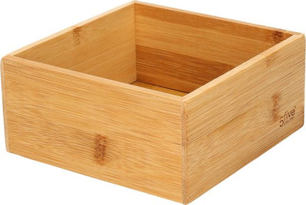 5Five Bestekbak/keuken organizer - Set van 2x stuks - 1 vaks - Tidy Smart serie - bamboe - 15 x 15 x 7 cm