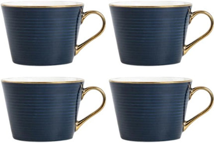 Homla Renne koffiemok set van 4, 450 ml, donkerblauw keramiek