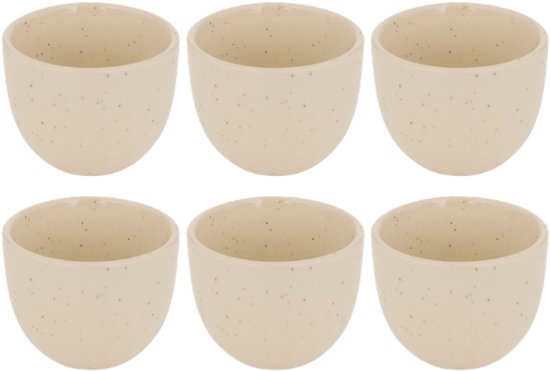 Espressokopjes - Espressoglaasjes - Kleine Koffiekopjes - Set van 6 - Keramische Koffiekopjes - Faience - Vaatwasser- & Magnetronbestendig - 100 ml - Crème