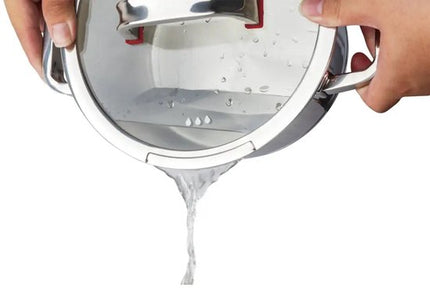 Vcasa kookpan 18 cm met glazen afgietdeksel, rvs, 2 liter, alle warmtebronnen