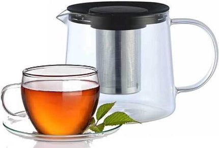 Kinghoff theekan van borosilicaatglas met infusie-inzet, 1 liter