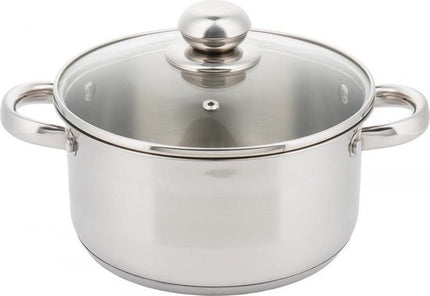 Kinghoff 4331 kookpan 24 cm, 6 liter, rvs met glazen deksel, alle warmtebronnen