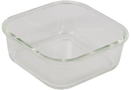 Vershoudbakjes - Set van 4 - Bewaarbakjes met Deksel - Magnetronbestendige Lunchbox - Voedselcontainer - Vierkante - 1.1 Liter - Borosilicaat Glas - 19.3 x 19.3 x 8.1 cm - Transparante en Zwart Deksel