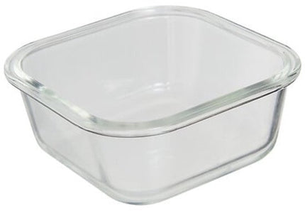 Vershoudbakjes - Set van 2 - Bewaarbakjes met Deksel - Magnetronbestendige Lunchbox - Voedselcontainer - Vierkante - 500ml - Borosilicaat Glas - 15.2 x 15.2 x 6.9 cm - Transparante en Zwart Deksel
