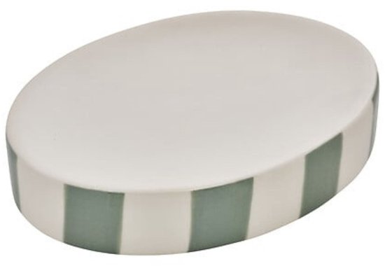 Zeepbakje Strio Lang 13.3 cm - Keramiek Celadongroen – Stijlvol en Duurzaam - Zeephouder - Keramisch - Groene Strepen - Groen