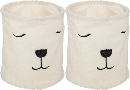 Opvouwbare speelgoedmand set van 2 met handgrepen, wit, Ø35 x 40 cm