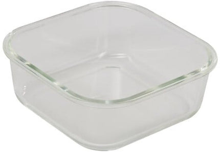 Clipeatplus Glazen Vershoudbakje - Meal Prep & Voedselcontainer - Bewaardoos van Borosilicaatglas - Magnetron & Vaatwasser Bestendig - Vierkant - 1.1 Liters - ca. 19.3 x 19.3 x 8.1 cm - Transparant