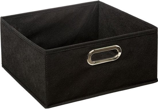 5Five Opbergmand/kastmand - Set van 3x stuks - zwart - linnen - 14 liter - 31 x 31 x 15 cm - Opbergbox - Vakkenkast manden