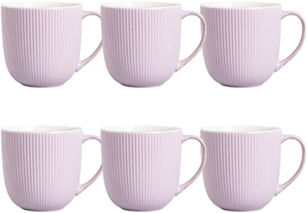 Homla - Mok - Koffiemok - Theemok - Set van 6 - Grote Beker - Vaatwasserbestendige Mok - Moderne Serviesmok - Keramiek - 350ml - Paars