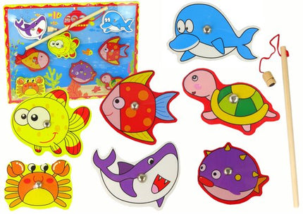 Lean Toys Houten Visspel Kleurrijk – Met Magneten – Zee-dieren Speelset