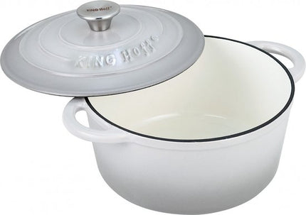 Kinghoff gietijzeren braadpan 21 cm, 2,4 liter, grijs geëmailleerd met deksel