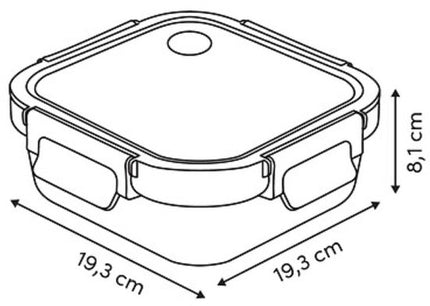 Vershoudbakjes - Set van 2 - Bewaarbakjes met Deksel - Magnetronbestendige Lunchbox - Voedselcontainer - Vierkante - 1.1 Liter - Borosilicaat Glas - 19.3 x 19.3 x 8.1 cm - Transparante en Zwart Deksel