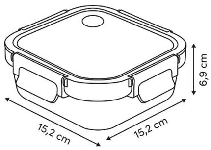Vershoudbakjes - Set van 4 - Bewaarbakjes met Deksel - Magnetronbestendige Lunchbox - Voedselcontainer - Vierkante - 500ml - Borosilicaat Glas - 15.2 x 15.2 x 6.9 cm - Transparante en Zwart Deksel