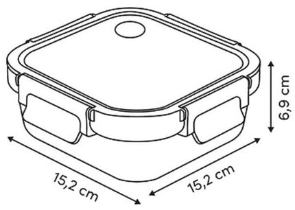 Clipeatplus Glazen Vershoudbakje - Meal Prep & Voedselcontainer - Bewaardoos van Borosilicaatglas - Magnetron & Vaatwasser Bestendig - Vierkant - 0.5 Liters - ca. 15.2 x 15.2 x 6.9 cm - Transparant