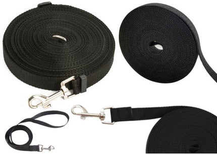 Lange trainingsriem met sluiting, zwarte band, 5 m