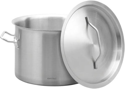 KingHoff Kookpan - Grote Soeppan - Stockpot met Deksel - voor Soep, Pasta & Stoofgerechten - Inductie Geschikt - 14L - RVS - Ø30 x 20 cm - Zilver