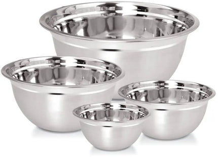 Kinghoff - KH-2059 - 4-Delig Keukenschalen - Mengkommen voor Bakken, Salades & Marineren - Roestvrijstalen Schalen - Nestbaar & Ruimtebesparend - Voor Keuken, Catering & Horeca - RVS - Ø18, 20, 24, 26 cm - Zilver