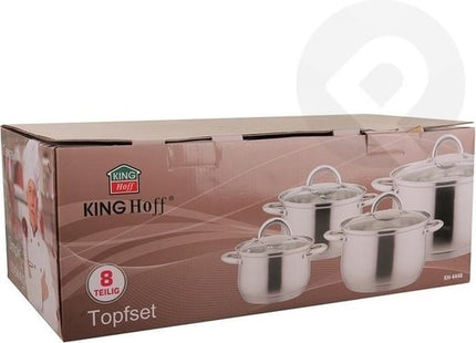 Kinghoff pannenset 8-delig rvs, geschikt voor alle warmtebronnen