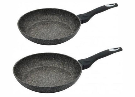 Set van 2 Marmer Coating Koekenpannen – Ø20 cm + Ø24 cm – Geschikt voor Alle Warmtebronnen (Incl. Inductie) – Krasbestendig – Vrij van PFOA & BPA