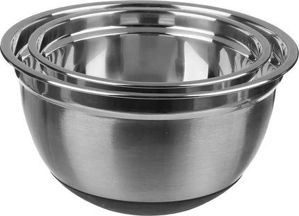 Secret de Gourmet beslagkommen set - 2x stuks - mengkommen - RVS - 1 en 2,5 Liter - Met antislip