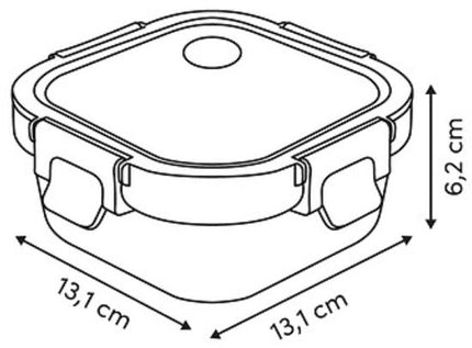 Vershoudbakjes - Set van 4 - Bewaarbakjes met Deksel - Magnetronbestendige Lunchbox - Voedselcontainer - Vierkante - 320 ml - Borosilicaat Glas - 13 x 13 x 6.2 cm - Transparante en Zwart Deksel