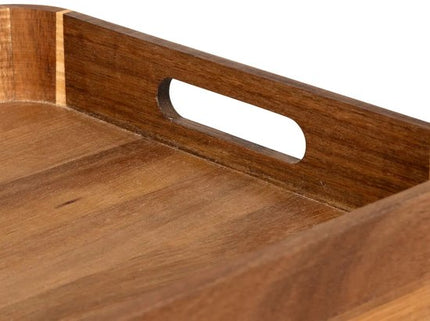 5Five Design dienblad van acacia hout - 40 x 30 x 5 cm - lichtbruin - Hoge opstaande rand - voor glazen en kopjes